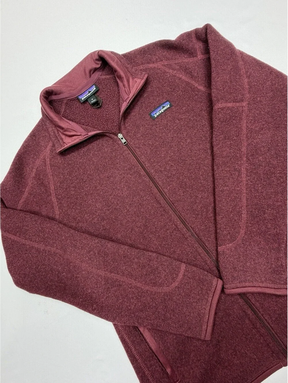 Patagonia Better Sweater Jacket Womens Med Maroon Fleece Full Zip Pocket Outdoor